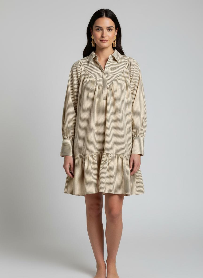 Noe Neck Cuffed Mini Dress