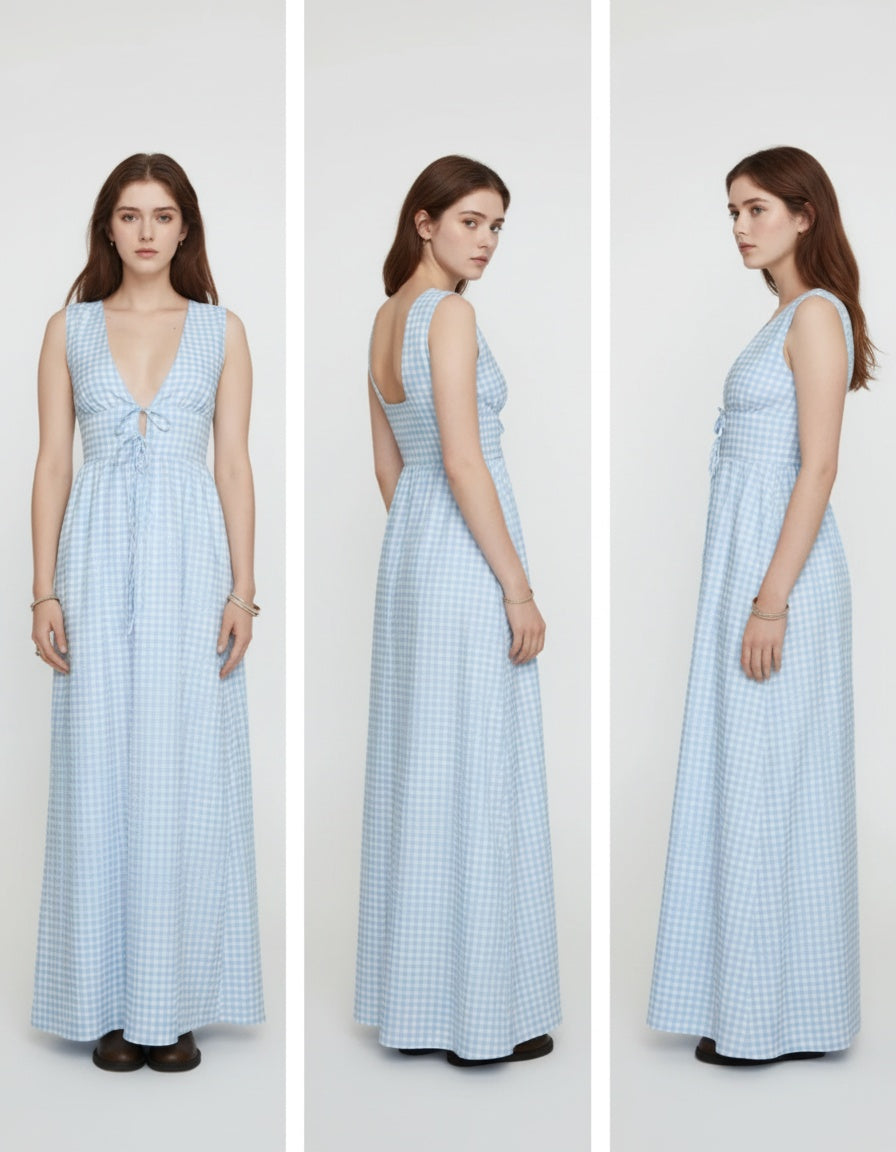 Noe Plaid Tie Front Dress