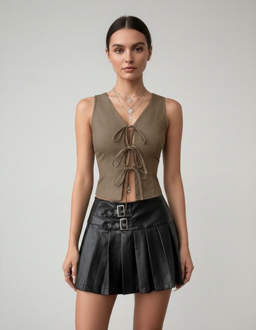 Noe Tied Front V-Neck Tank