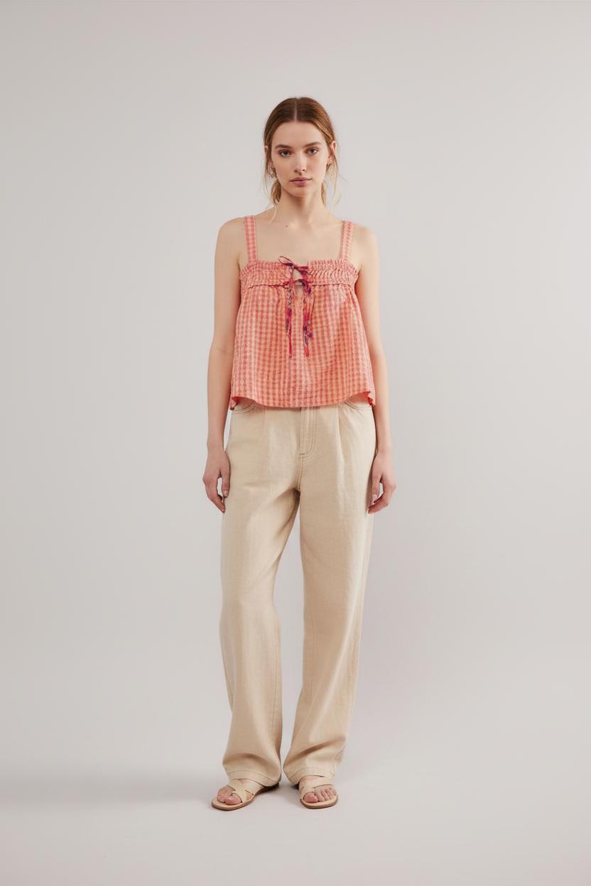 Noe Tied Front Square Neck Cami