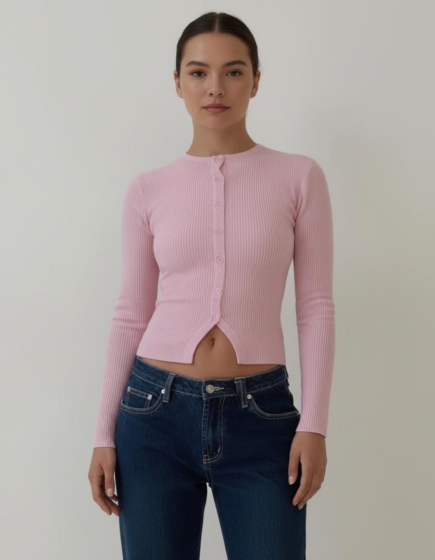 Noe Ribbed Button-Up Cardigan