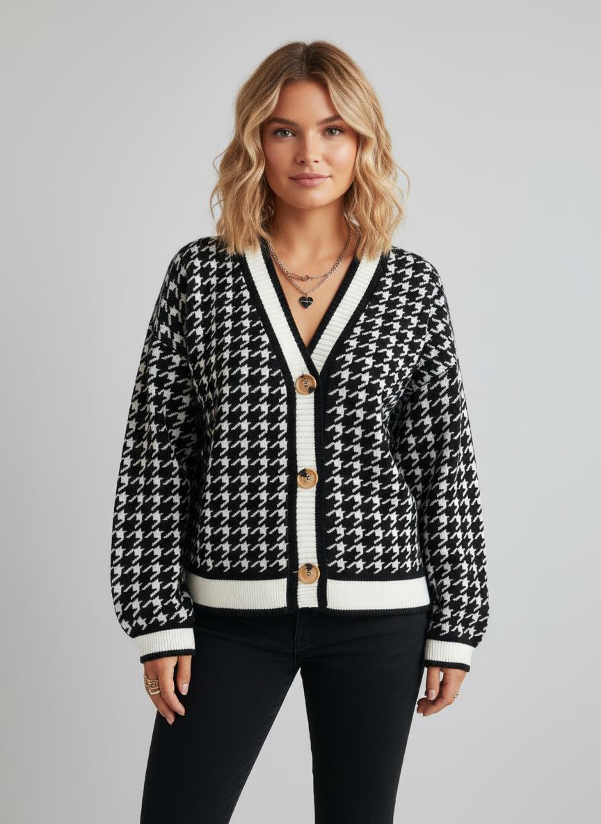 Noe Houndstooth Cardigan