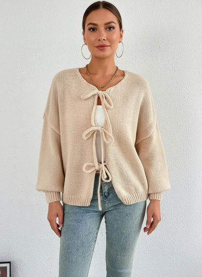 Noe Cozy Bow-Tie Front Knit Cardigan