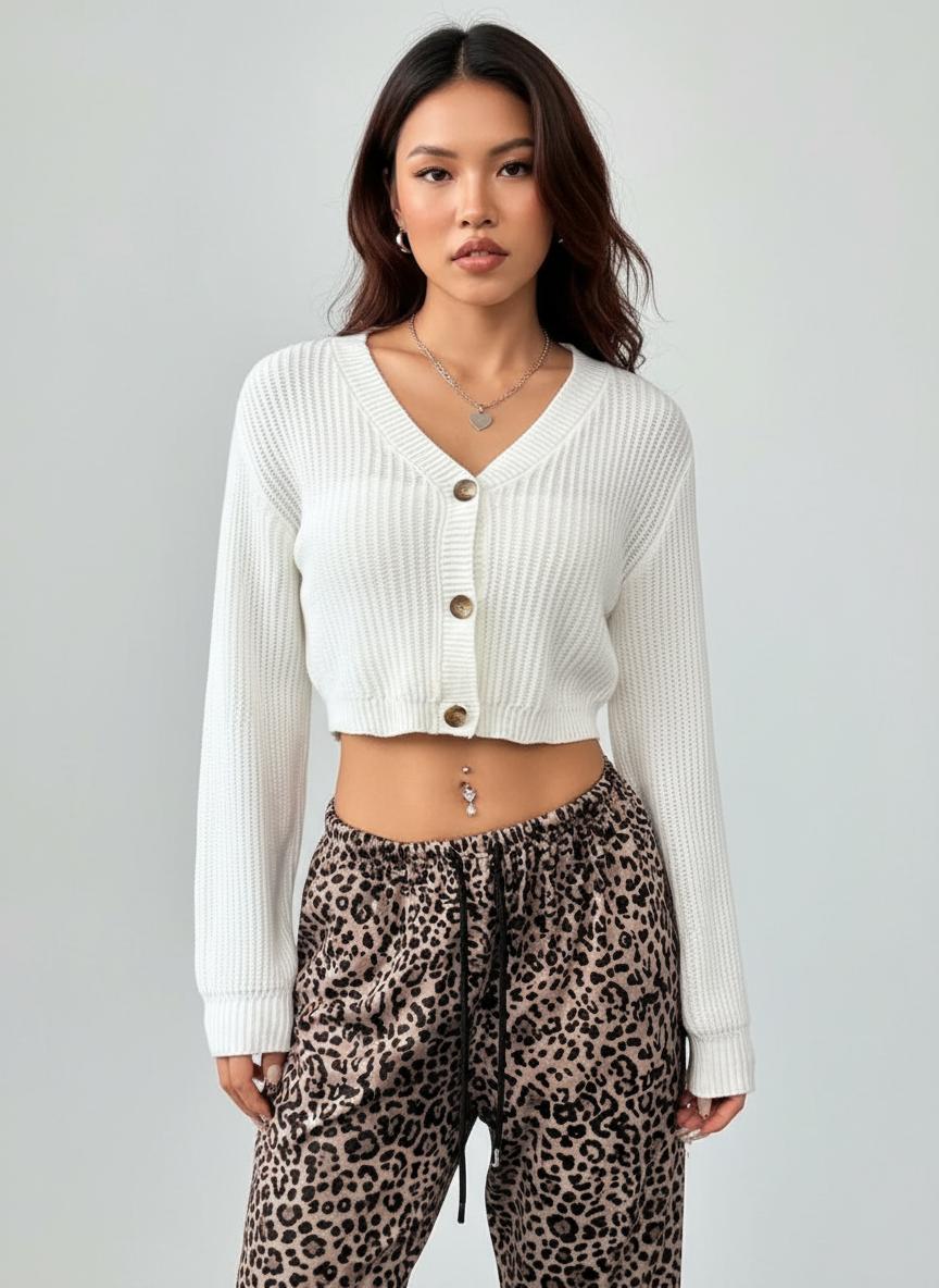 Noe Button-Up Cropped Cardigan