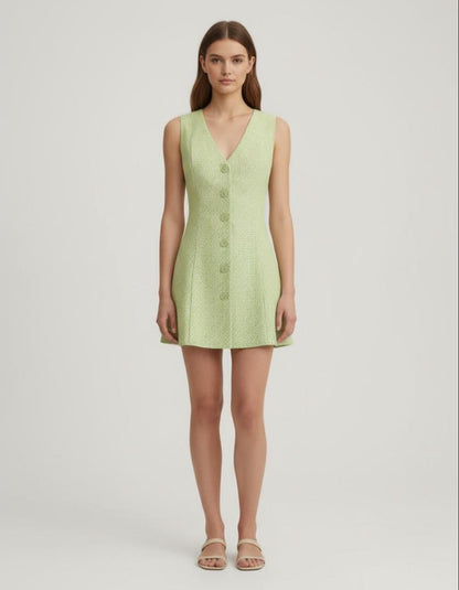 Noe Gingham Button-Front A-Line Mini Dress