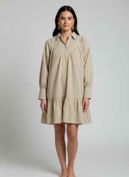 Noe Neck Cuffed Mini Dress
