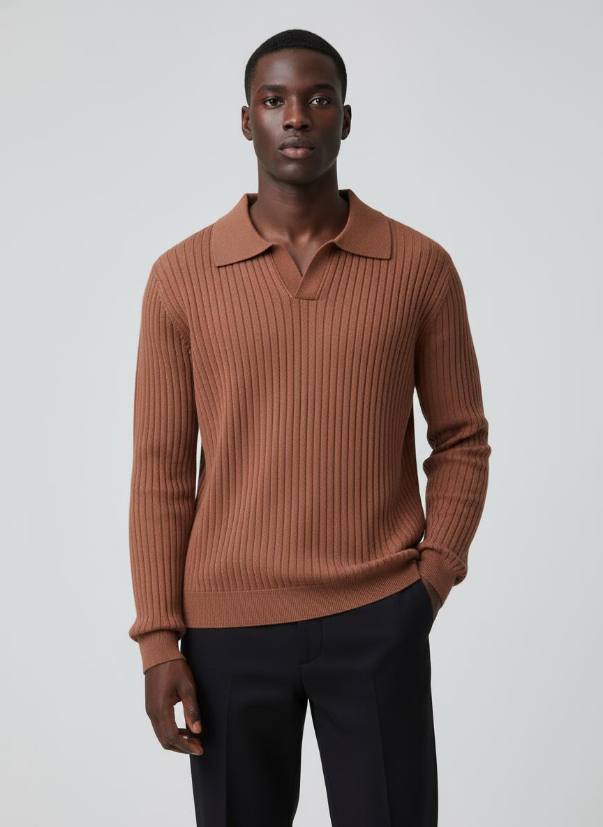 Noe Collared Neck Long Sleeve Polo