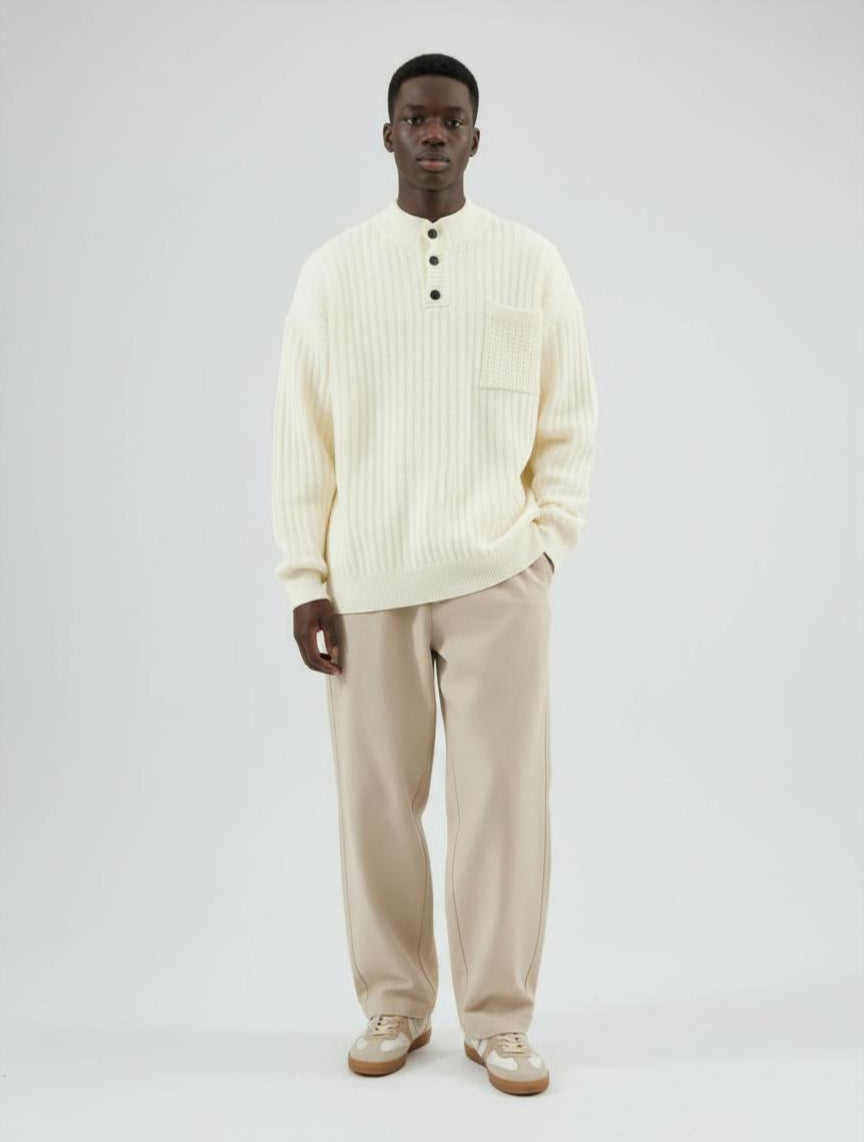 Noe Button Detail Long Sleeve Sweater