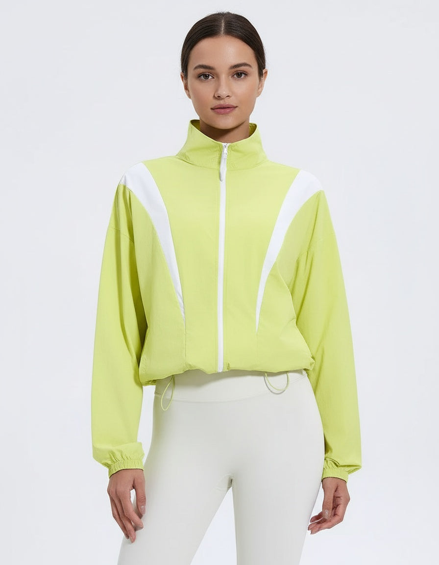 Noe Track Colorblock Turtleneck Coat