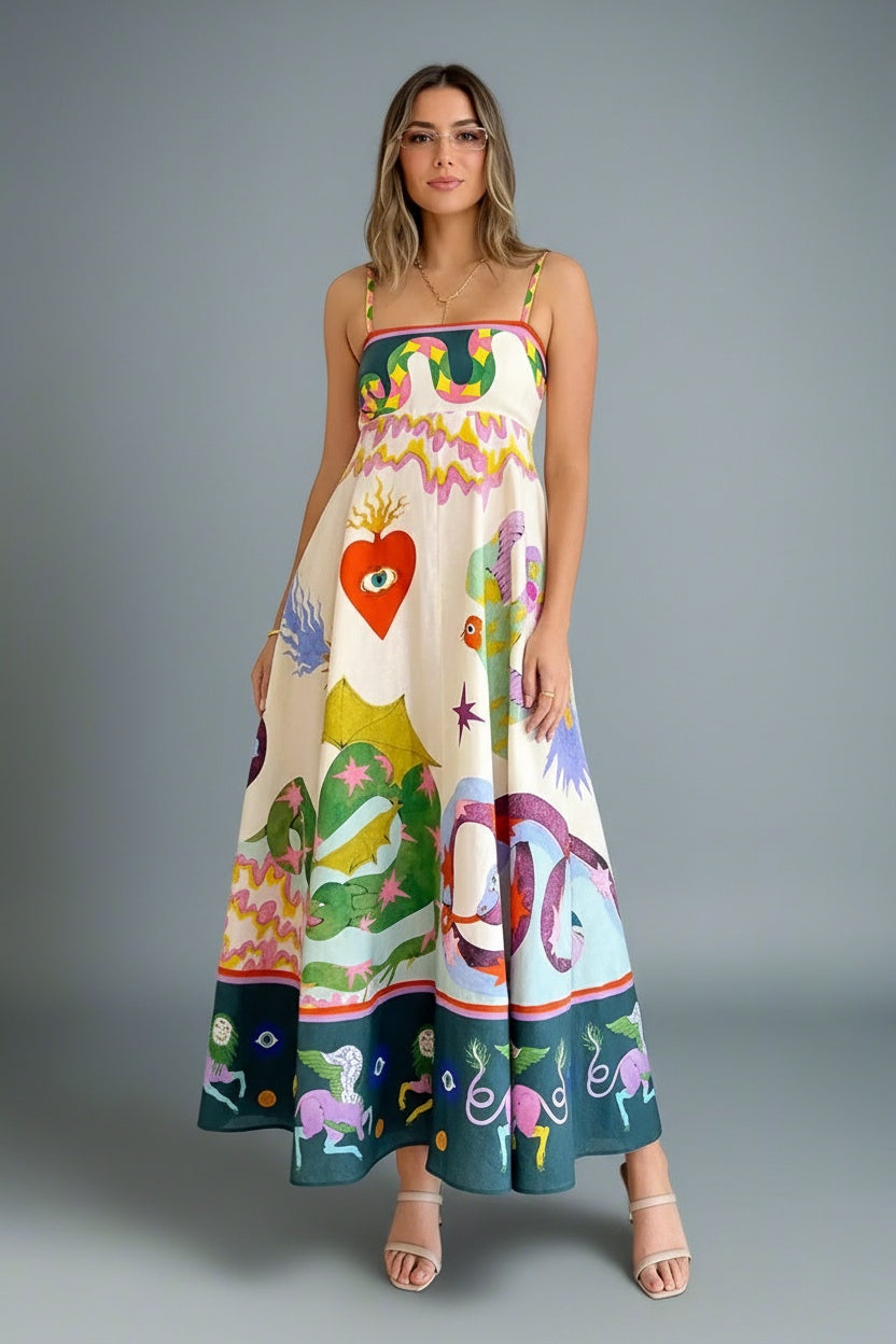 NoeWave Printed Swing Dress