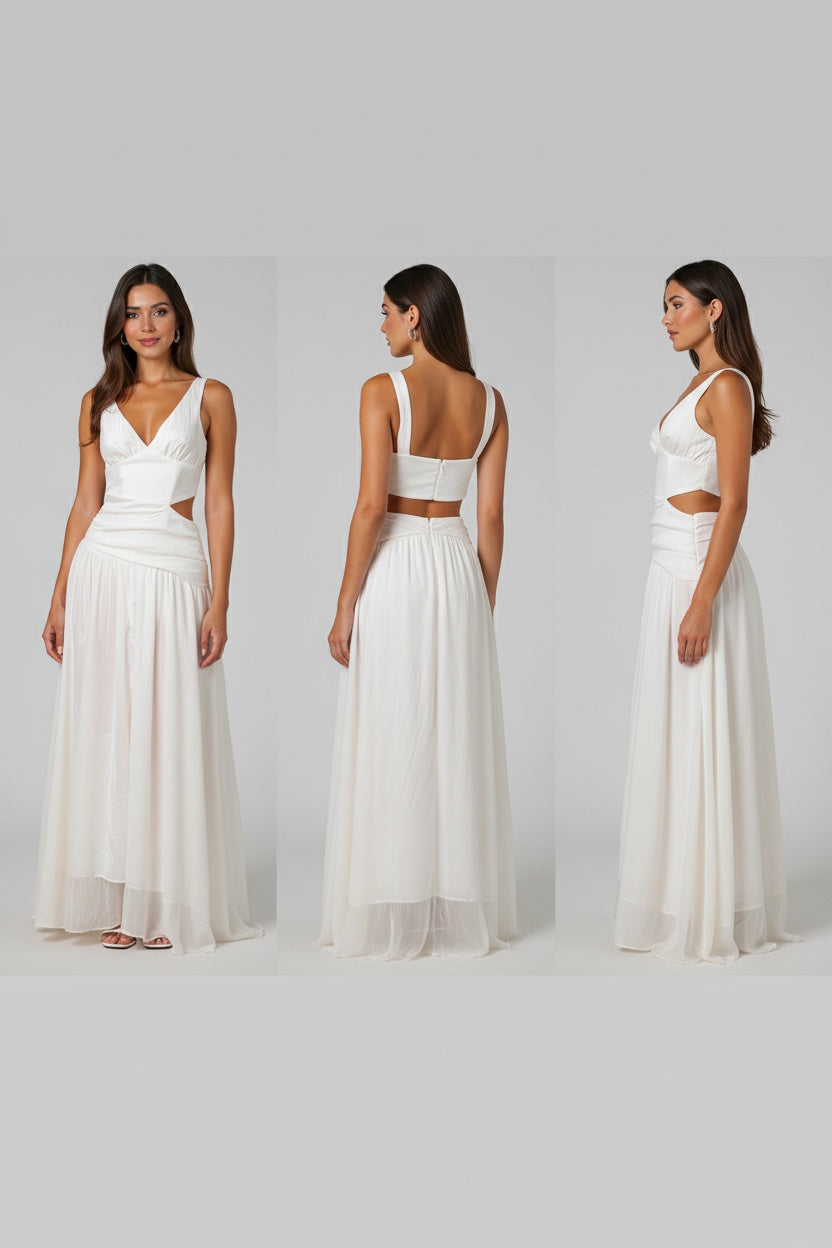 Cutout Back V-Neck Dress