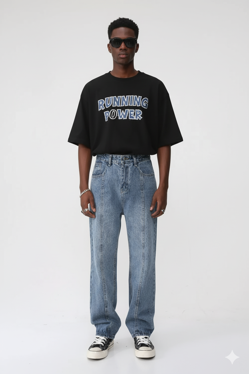 NoeEdge Washed Splicing Jeans